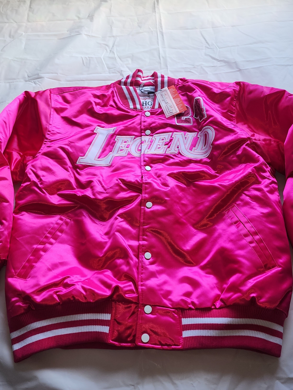 NOSTALGIA MEN'S KOBE BRYANT  LEGEND OF THE MAMBA THINK PINK SATIN JACKET XXLARGE